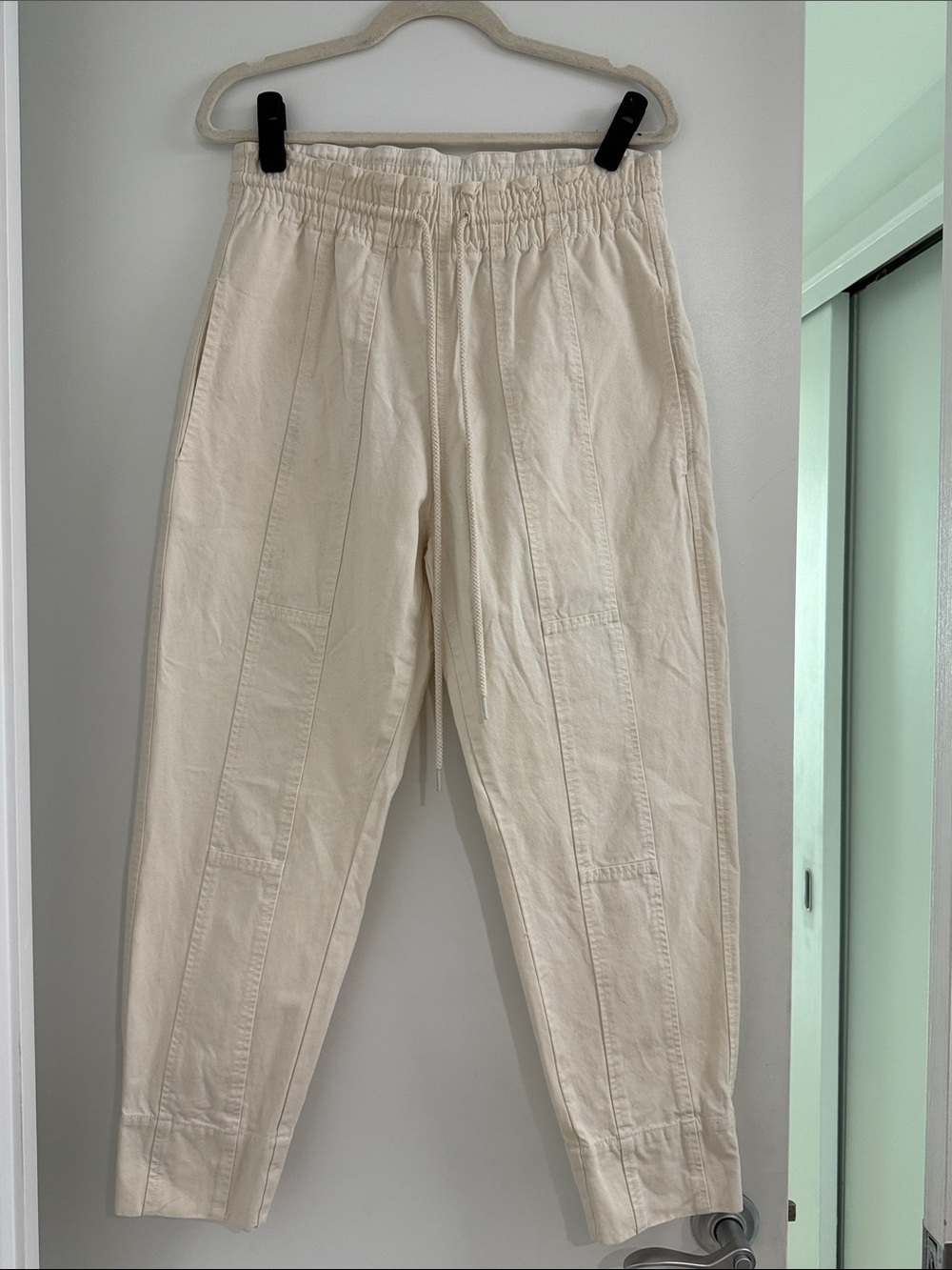 Bassike Utility Cotton Pants Regular Fit in Off White